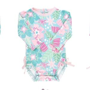 RuffleButts In Bloom One Piece Rash Guard - 6-12m